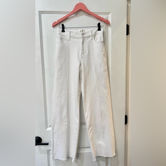 NWOT | FRAME Le Slim Palazzo Raw Hem Jeans | White | Full length | SZ 26 - Picture 5 of 13
